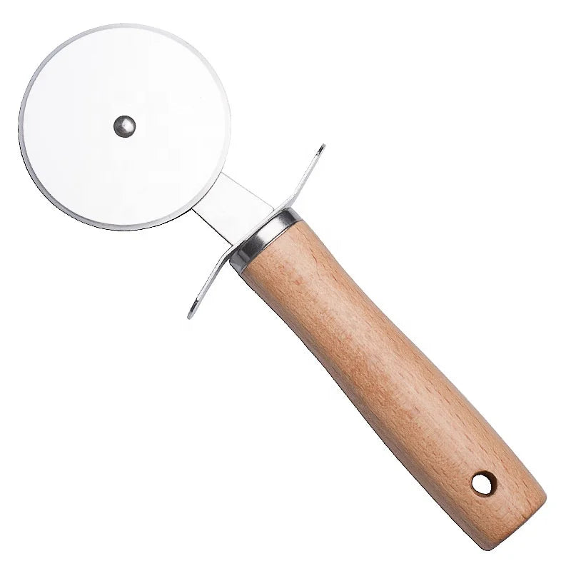 Easy to Cut Through and Clean Stainless Steel Wooden Handle Pizza Cutter Slicer Wheel