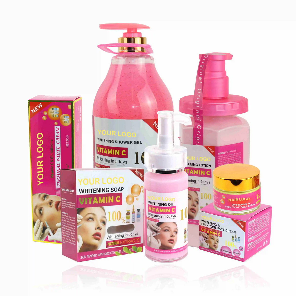 Organic Best Moisturizing Whitening Anti-Aging Sunscreen Bleaching Face & Body Skin Care Set with Vitamin C E Beauty Kit Unisex MegaBDM