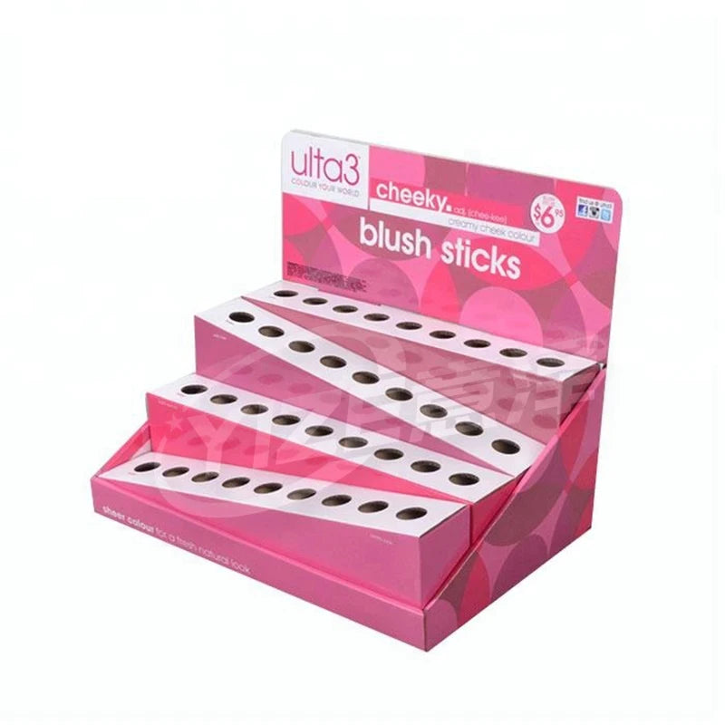 Hanging Pegs Cosmetic Pop up Countertop Pdq Makeup Counter Cardboard Lipgloss Display Stand for Lipstick