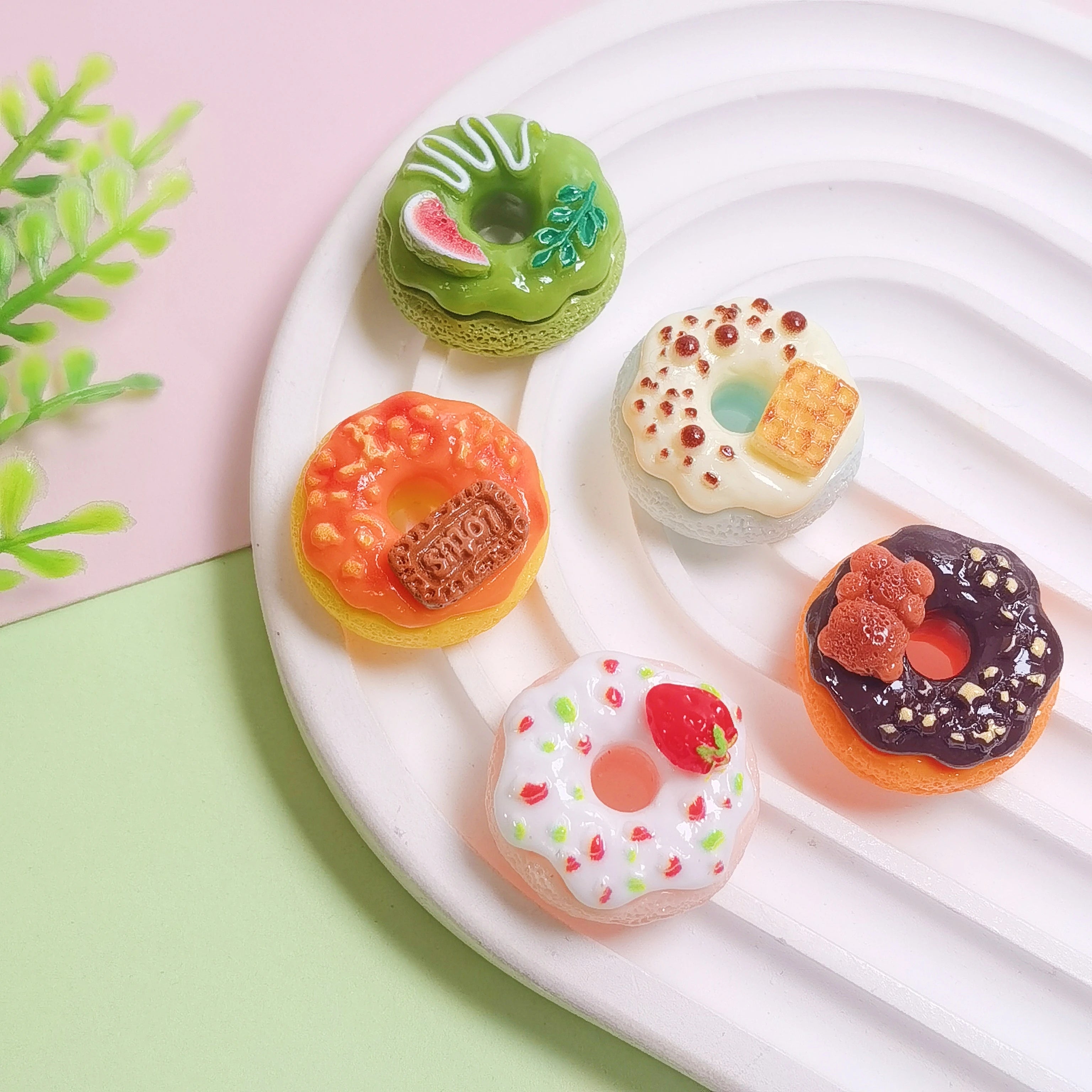 100Pcs Mini Donuts Cookies Candy Resin Cabochon Flatbacks Scrapbooking Fit DIY Miniature Accessories