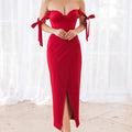 XS-XXL Elegant Satin Sleeveless Off the Shoulder Long Midi Party Dresses for Women