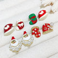 Popular Christmas Jewelry with White Pearl Cute Enamel Hat Socks Earrings Stud Santa Claus Earrings for Girls Christmas Gifts