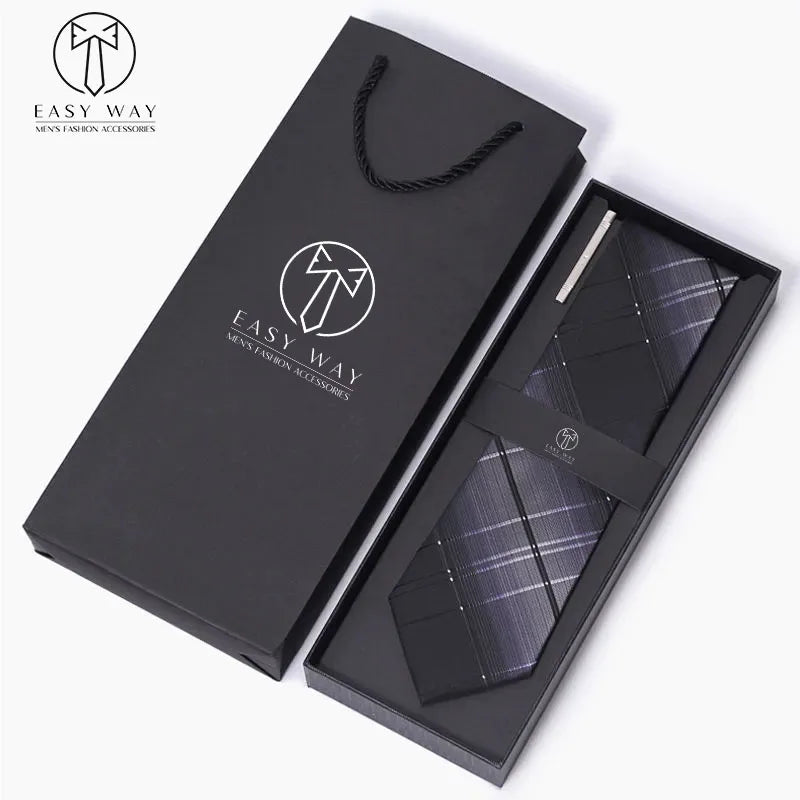 Gift Box Men Silk Classic Necktie Tie Clip Boys Birthday Gifts Box 2pcs Teen Tie Set