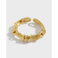 925 Sterling Silver 18K Gold Plated Adjustable Open Stacking Geometric Knot Wedding Rings Women Trendy Fine Rope Twisted