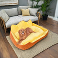 High Orthopedic Dog Bed Cats XL Square Waterproof Non-Skid Memory Foam Plush Washable Animal Pattern Hundebett Velvet Velvet