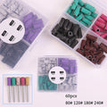 60pcs/box 3mm Colorful Mixed Grits Small Mini Multi-Use Nail Drill Bits Kit Mandrel Nail Art Sanding Bands Set for Gel Removal