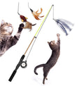 Sustainable Cat Toy Teaser Fish Type Telescopic Pulley Fishing Rod with Feather for Pet Toy MegaBDM