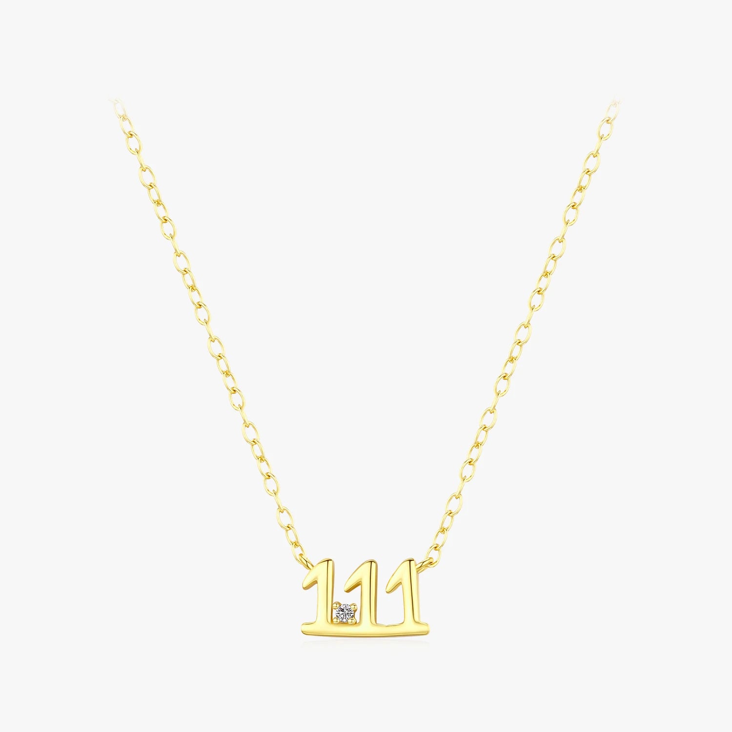 Trendy Gold Color Thin Link Chain for Women Jewelry 925 Sterling Silver Digit Lucky Number Pendant Necklaces