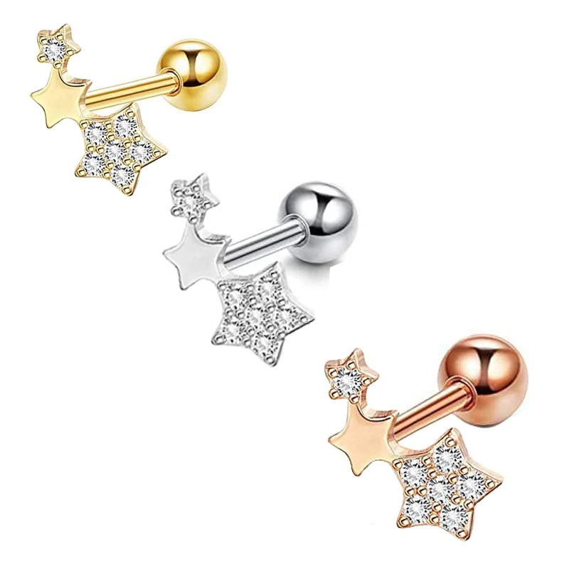16G 316L Stainless Steel Curved Helix Earrings Clear CZ Tragus Stud Cartilage Piercing Earring