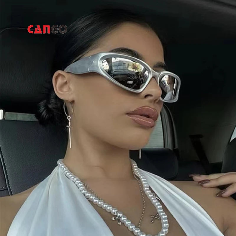 Hot Sale Steampunk Sunglasses for Men Women Mirror Sports Y2K Shades UV400 Punk Colorful Fashion Wholesale Sunglasses PC Frame