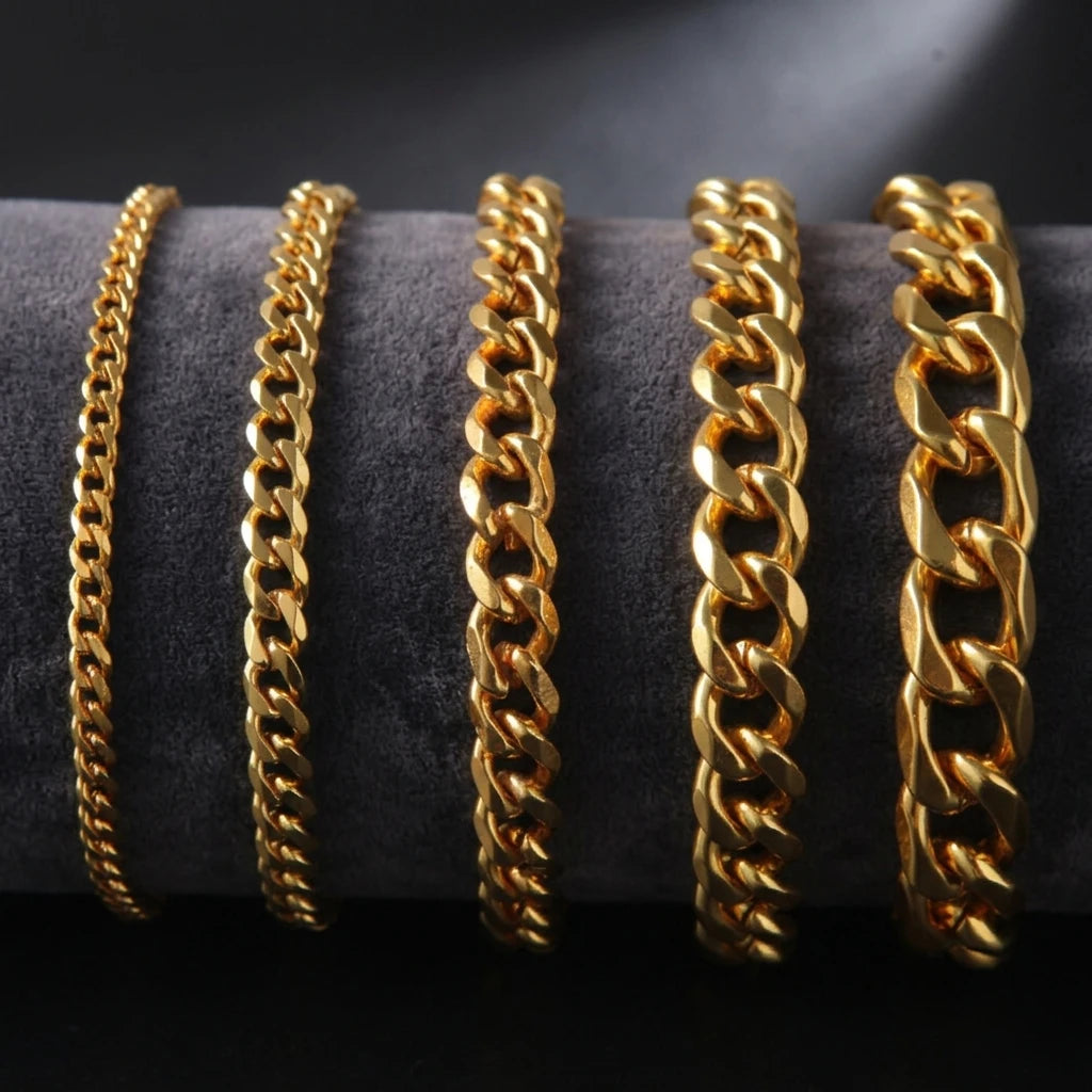 Hot Selling Fashion Personality Stainless Steel Six-sided Polished Women Men Stainless Steel Chain Bracelet