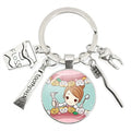 Wholesale Custom Promotional Gift Glass Dentist Keychain Fashion Toothbrush Toothpaste Teeth Dentist Metal Key Chain Accessories