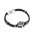 Stainless Steel Compass With Black Blue Rope Cuff  Adjustable  Bracelets for Men