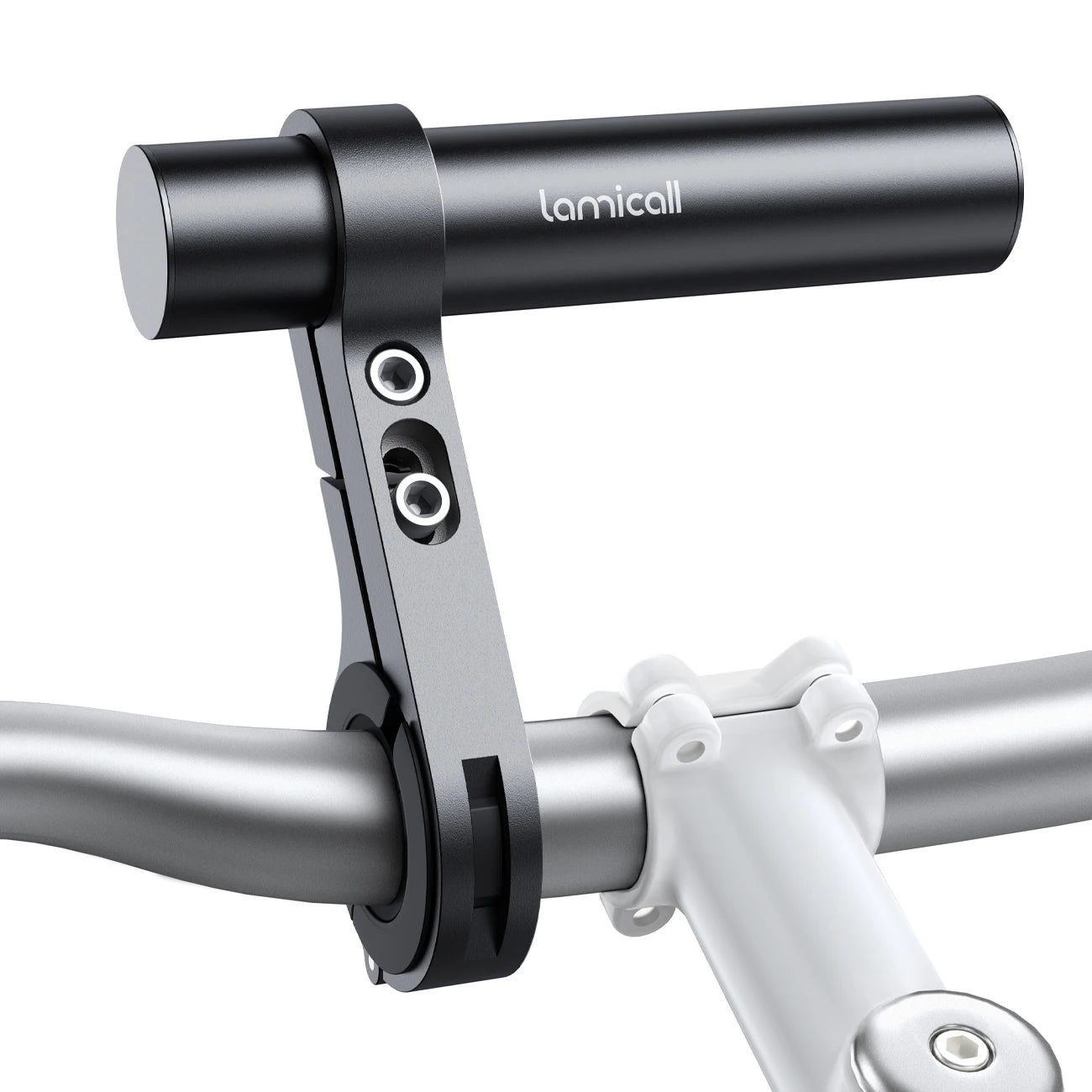 Lamicall BCSE01 Aluminum Alloy Bike Handlebar Extender Double Clamp Extension Bracket Anti-Slip Silicone Mount for GPS Light