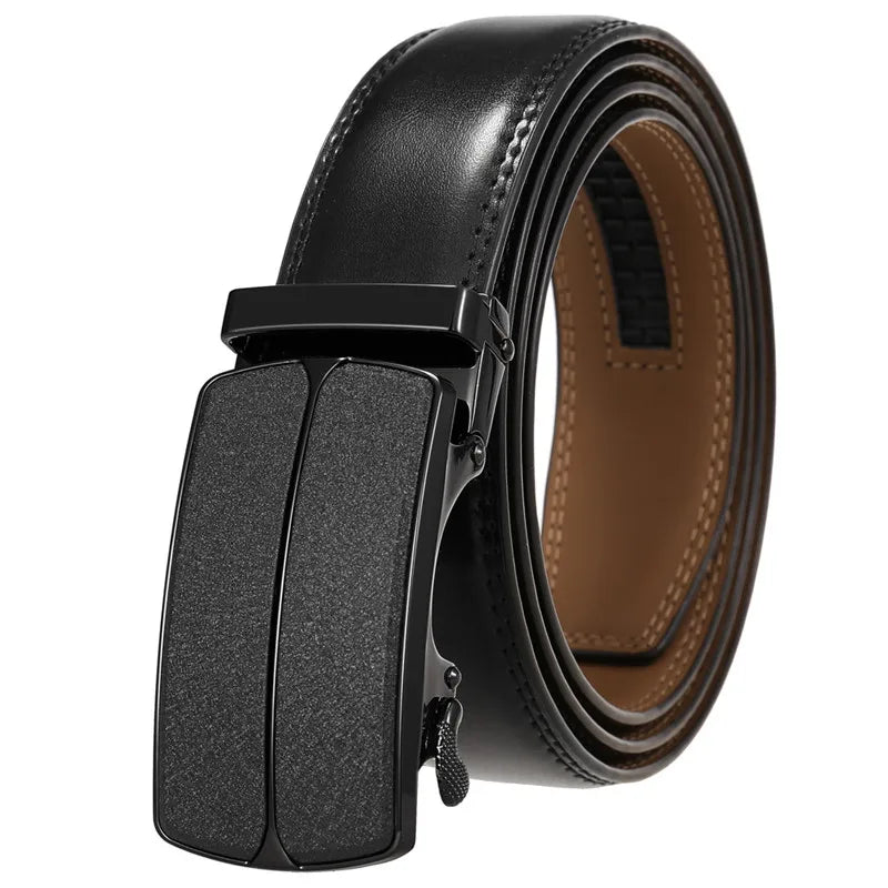 New Color Men's Automatic Buckle Belt Genuine Leather Belts for Men Ratchet Waistband Custom LOGO Factory