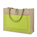 Factory Custom Natural Jute Tote Shopping Bag with Front Pocket Eco Beach Burlap Grocery Bags Cotton Webbing Handle Carry Bag