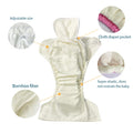 Reusable Cotton Doll Diapers with 3D Double Gusset Leak Guard Adjustable Size Dry Surface Absorption and Washable Design