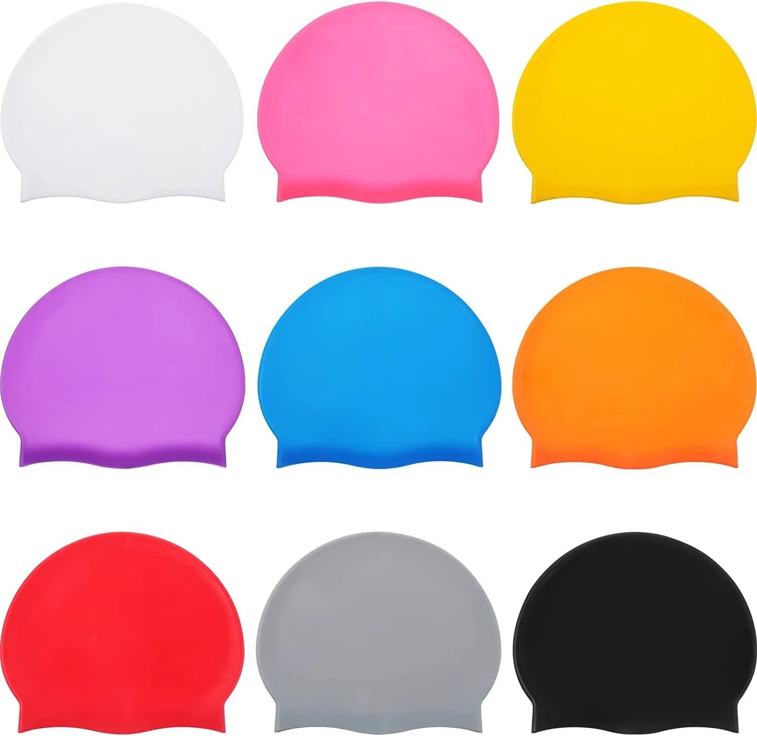 Custom Spots Goods Unisex Elastic Silicone Dome Shape Non-slip Swimming Caps Silicone Hats Portable Bathing Hat Kids Children