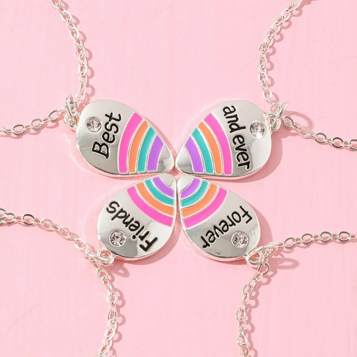 4 Best Friends Necklaces Separable Enamel Butterfly Forever BFF Pendant Necklaces for Children Girls Gifts