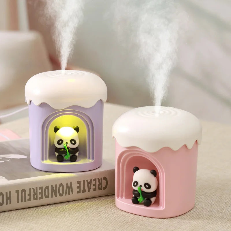 JAIYI Mini Multi-Function USB Charging Night Light New Cartoon Panda Humidifier Lamp Water Replenishing Spray for Household Car