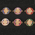 15x21mm Round Virgin Mary Catholic Charm Connector for DIY Jewelry Making