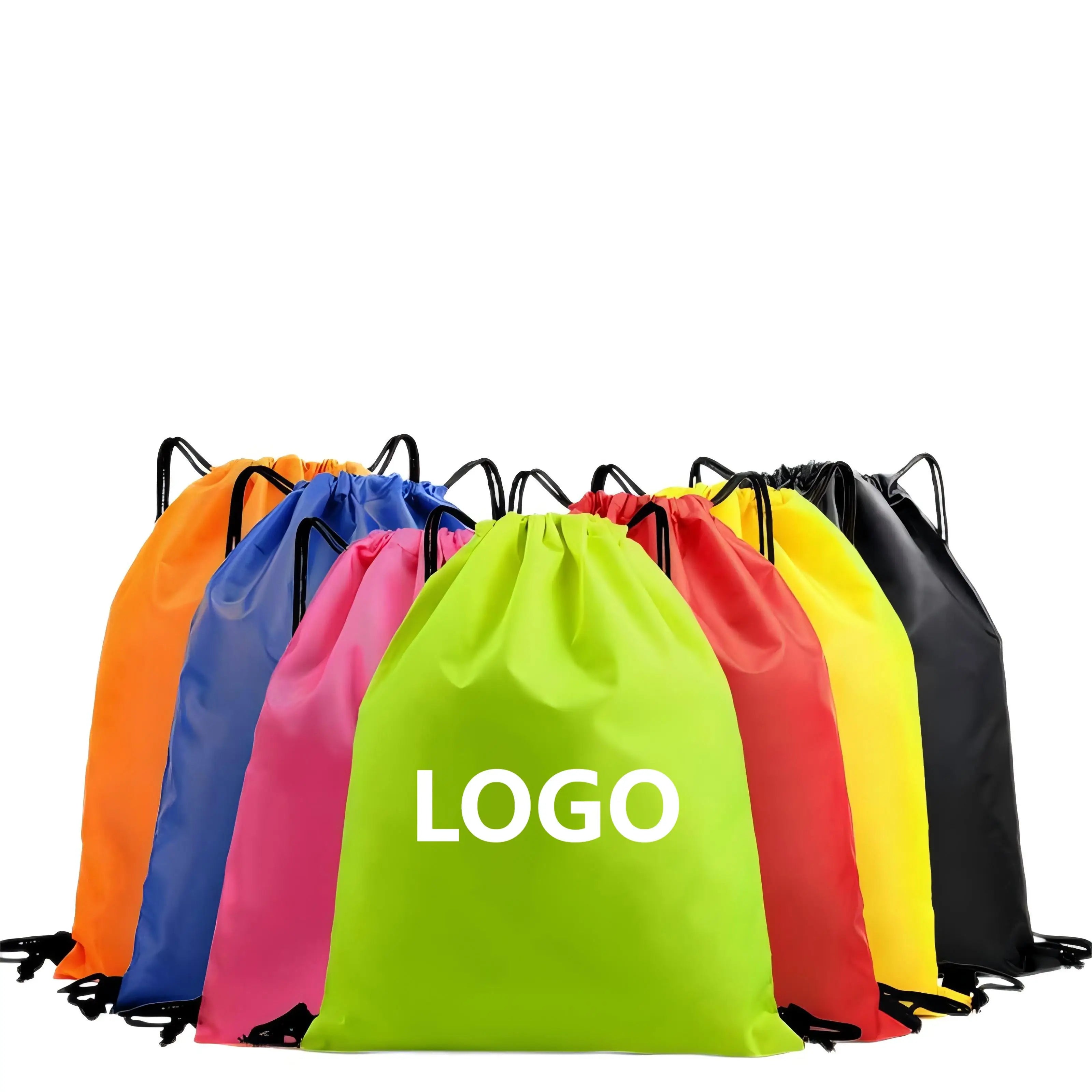 Spot Waterproof Non-woven Fabric Polyester Bundle Pocket Custom logo Backpack Tote Bag Drawstring Event Drawstring Bag Wholesale