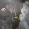 Fashion Pendant Necklace 925 Sterling Silver Trendy Cross Zircon Necklace Small Cross Gold Plated Necklaces for Women