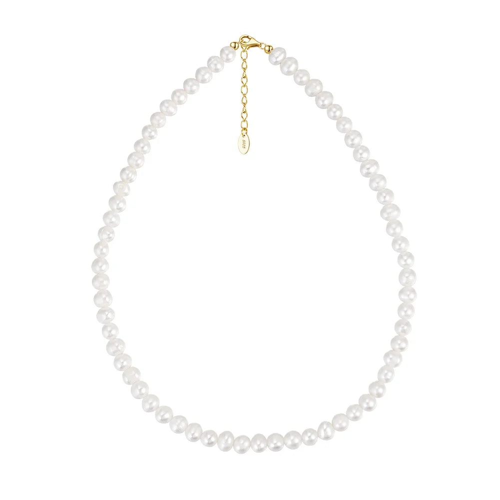 RINNTIN GPN25 Wholesale 925 Sterling Silver Baroque Freshwater Pearls Jewelry 14K Gold Plated Pearl Necklace for Women