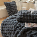 DR Luxury Plush Rabbit Faux Fur Throw Blanket Twin Custom Fluffy Minky Soft Double Layer Blanket Set for Bed Blanket for Winter