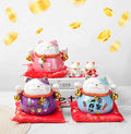 4.5 Inches Porcelain Japanese Figurine Gift Ceramic Fortune Lucky Cat Maneki  Neko  for Home  Hotel Piggy Bank Company Decor