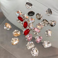 Handmade Aurora Sparkling Diamond Nail Rhinestones Light Luxury Color Accessory with Red Water Drop and White Diamond Design