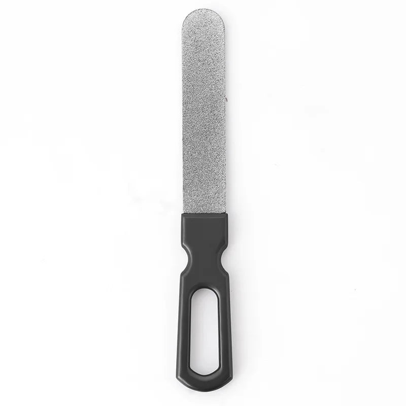 FOCSTAR Latest Double Sides Different Grits Stainless Steel Nail File Filer with Leather Case (BT5057)