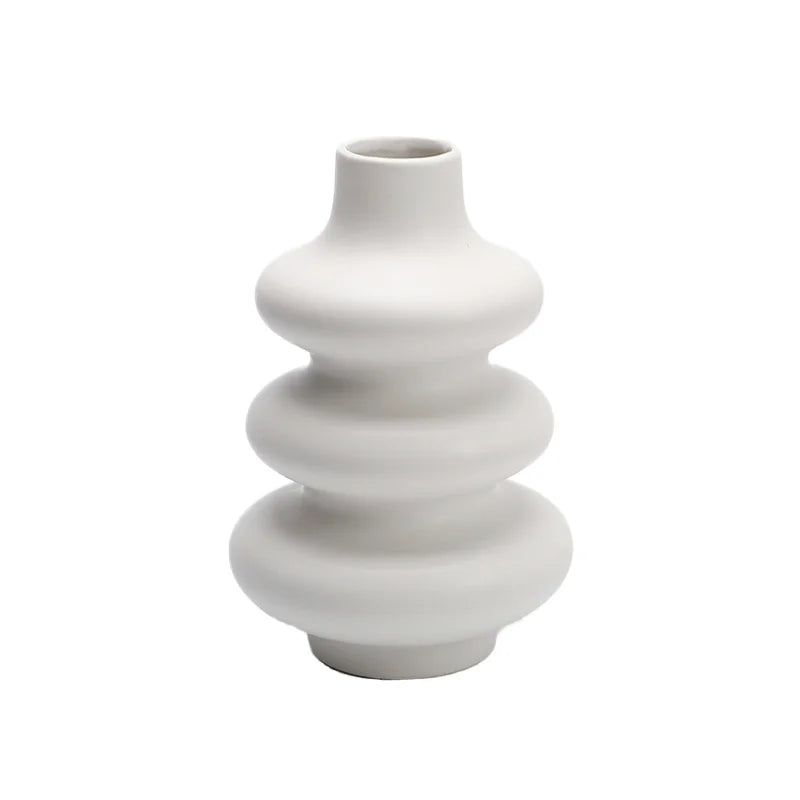 Nordic Modern Luxury Donut Ceramic Flower Vase Unique Home Decor Matt Glaze for Living Room Office Bedroom Wedding Party Hotels