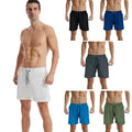Men's 100% Polyester Gym Shorts Quick-Drying Four-Sided Elastic Solid Loose Fit Mid Waist for Summer Beach Basketball Gym Sports