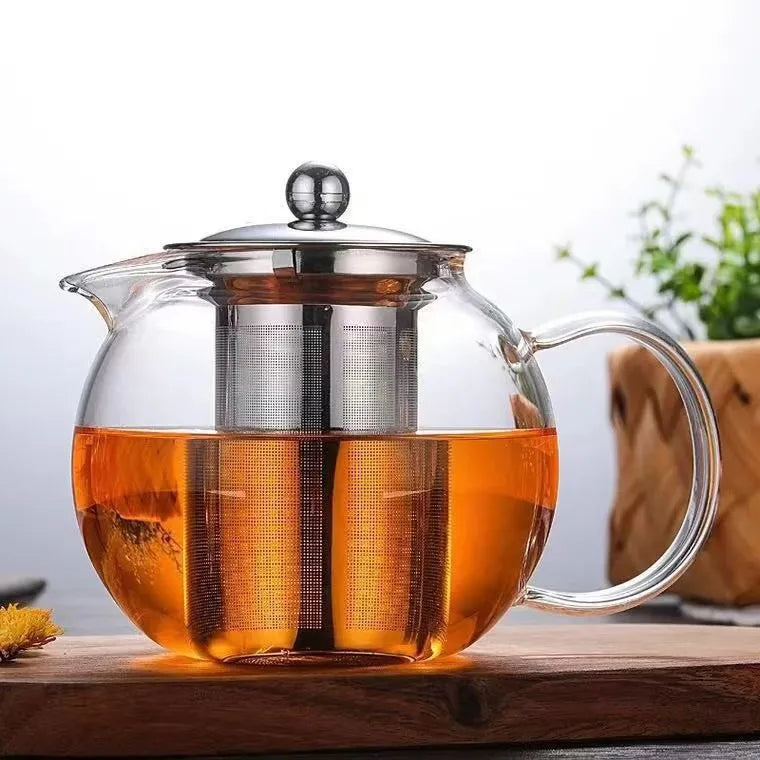 OEM/ODM Custom 1.2L Borosilicate Glass Heat Resistant Luxury Large Glass Tea Kettle Set Teapot