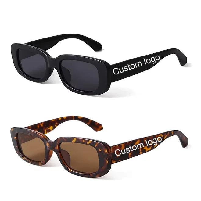 Custom Logo UV400 PC Frame Luxury Vintage Rectangular Sunglasses for Unisex