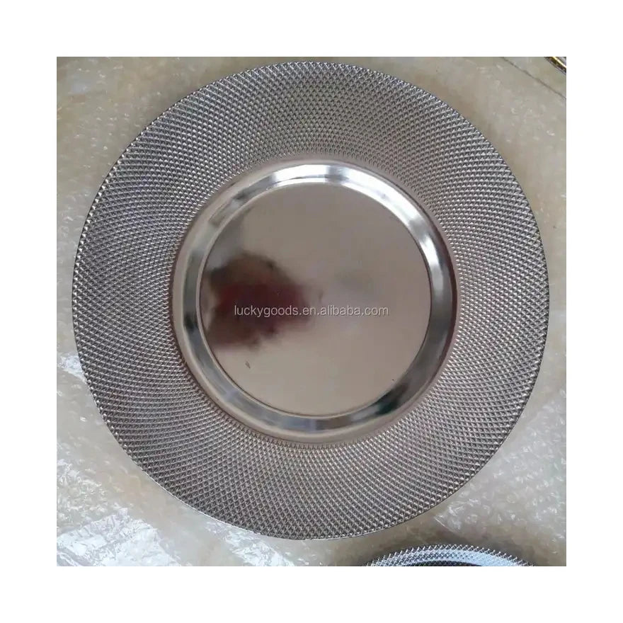 LCK194 Hot Sale Glass Under Plates Wedding Banquet Silver Glass Wedding Plate With clear Inner Wholesale