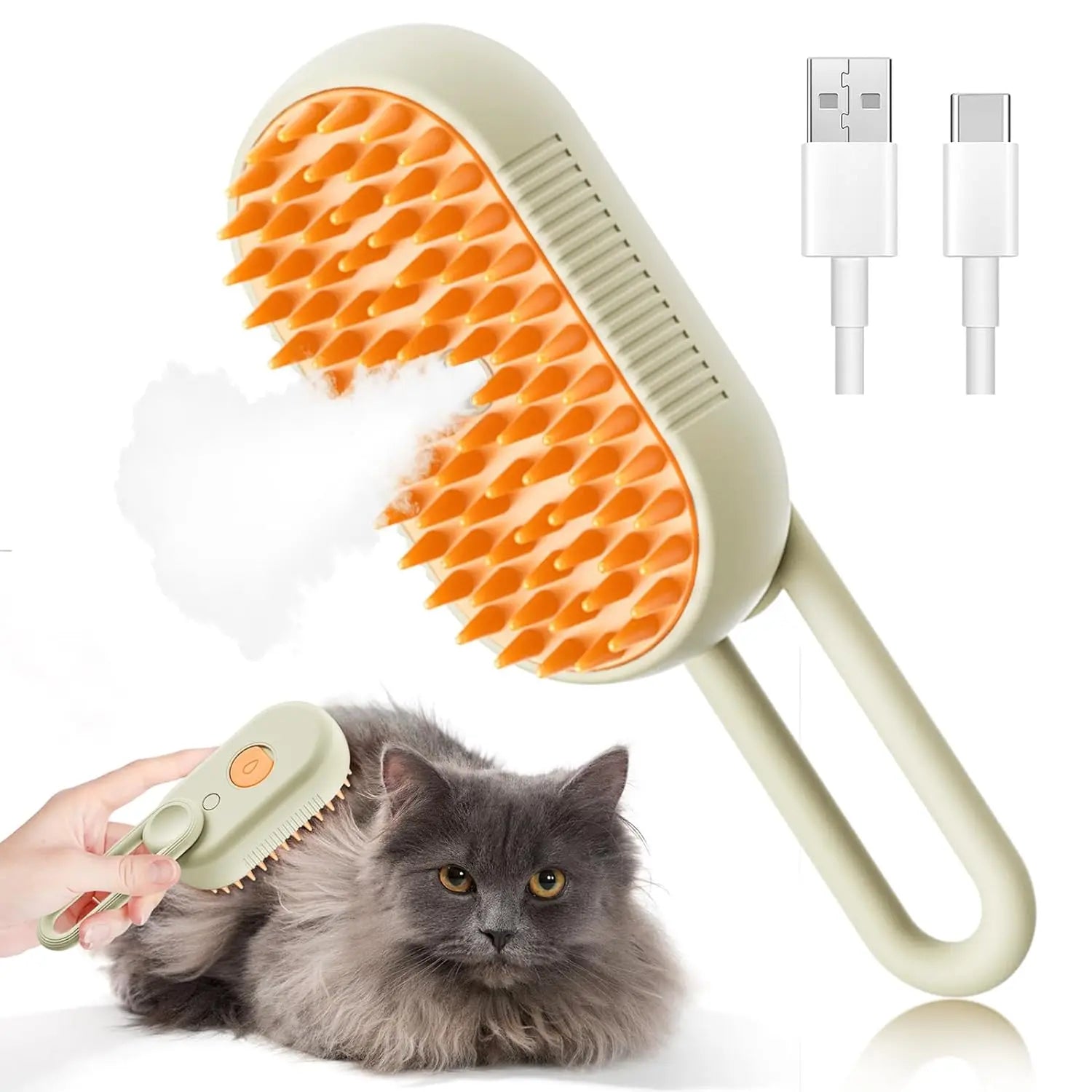Factory Wholesale 3 in 1 Rechargeable Silicone Massage Steamy Pet Cat Hair Cleaning Steamer Steam Grooming Brush Comb