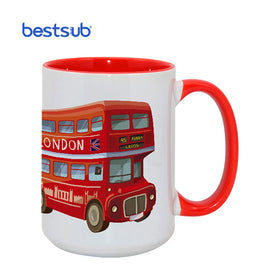 Wholesale for Hot Selling Personalized Sublimation Blanks 15oz Bone China Classic Inner Rim Color Mug-Red