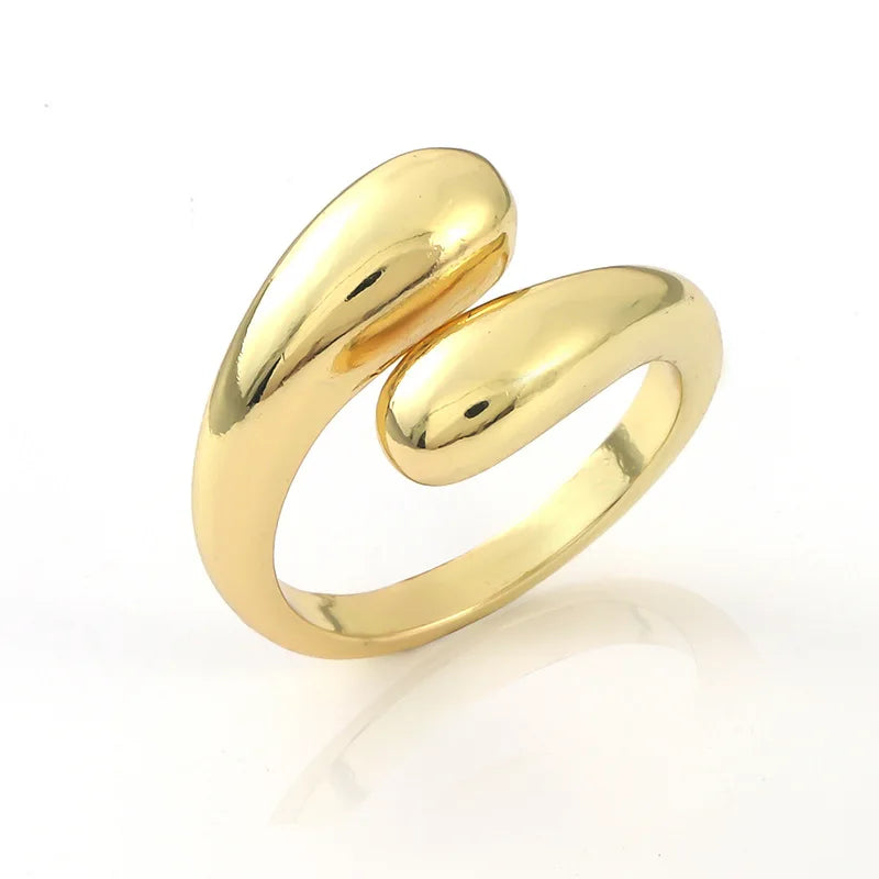 Tongxin New Fashion Ring Wholesale Adjustable Size Niche Golden Glossy Drop Ring for Women