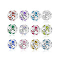 Pan Charms Bracelet Zircon Birthstone Bead 925 Sterling Silver Fit Original for Women Jewelry Making Pink Blue Green Purple S925