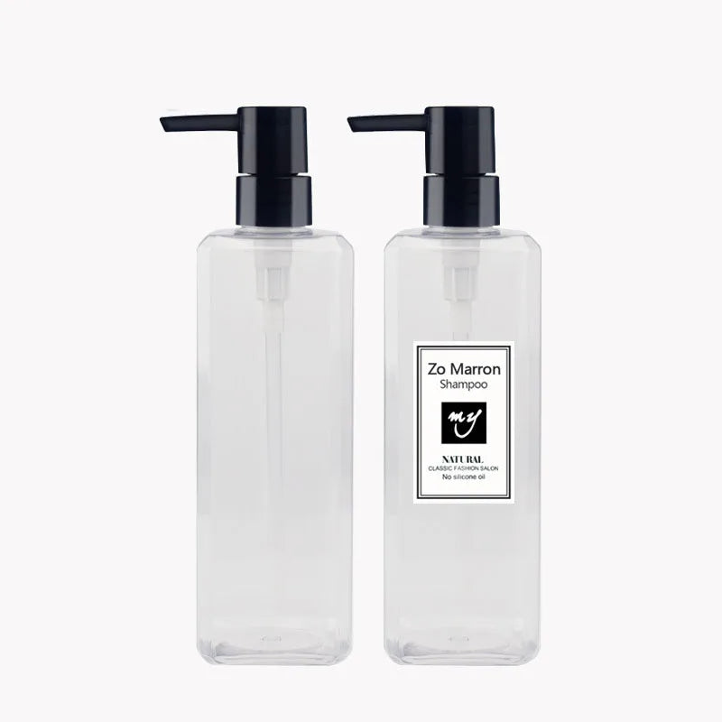 16 oz Refillable PET Plastic for Clear Empty Bottles Square Cosmetic 500ml Pump Sprayer Sealing for Shampoo