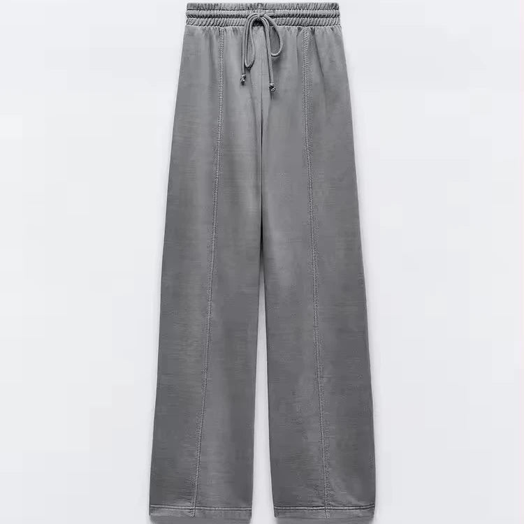 High Waist Women's Jeans Adjustable Elastic Drawstring Waistband With Straight Leg & Pronounced Seams Limited Items Left
