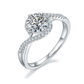 Fashion Popular Custom Luxury Gemstone Jewelry S925Angel's Eye White Gold Plated Moissanite 1.0ct Circular Engagement Ring
