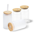 Auplex Glass Tumbler Sublimation Glass Can with Bamboo Lid Libby Glass Can with Lid Sublimation