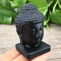 DIY Wholesale Crystal Crafts Buddha Statue Natural Crystal Carving Black Obsidian  Crystal Buddha Head