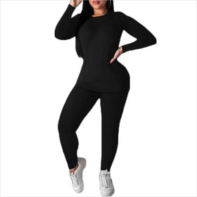 Women's 2 Piece Track Suits Outfits Workout Long Sleeve Top Jogger Legging Pants Sets