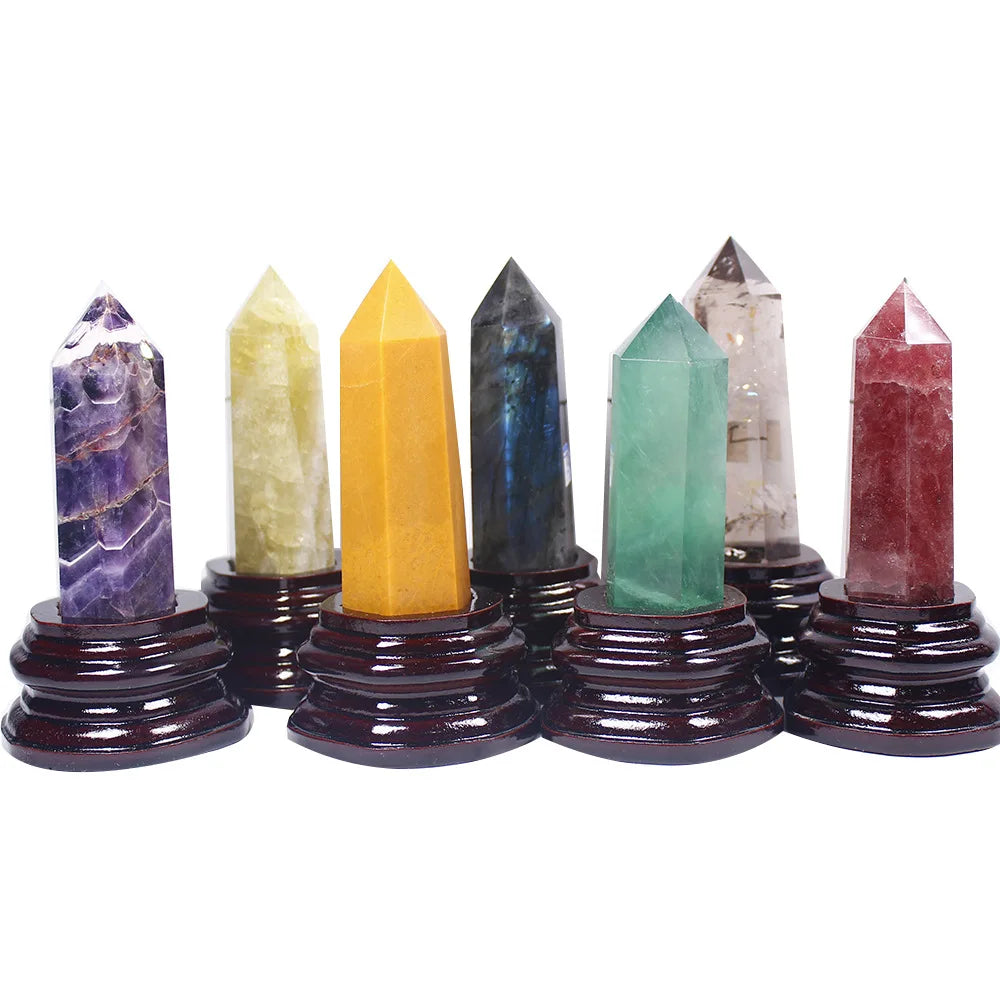 Crystal Tower Prism Wand 10*3cm Hexagon Home Decoration Reiki Chakra Faceted Natural Love for Meditation and Healing 250g