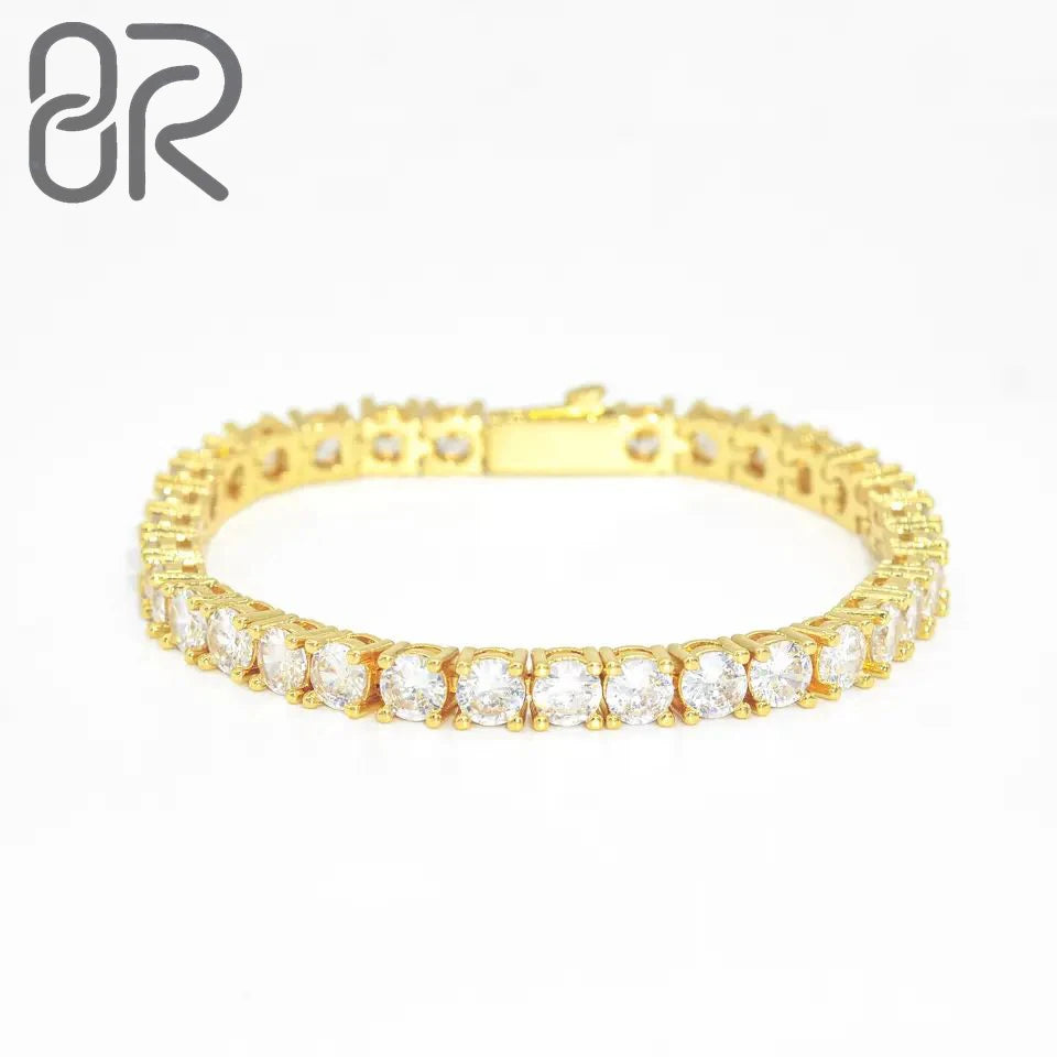 Moissanite Tennis Link Chain Diamond Test Past Round Brilliant Cut Moissanite Diamond 10K 14K 18K Gold Tennis Link Necklace