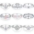 925 Sterling Silver Heart-Shape Wedding Ring Rhodium-Plated Princess Cut Diamond Free Logo for Anniversary Party Loved Women